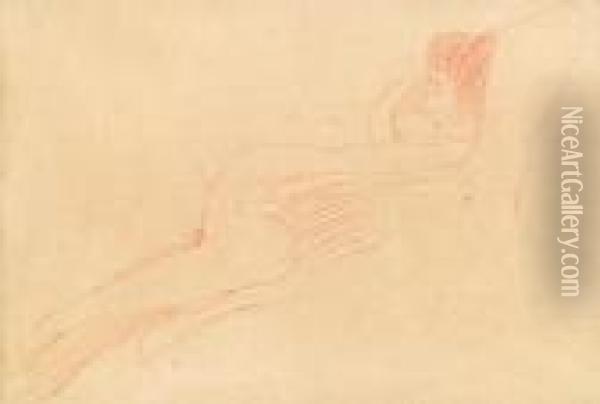 Nackte Schwangere Im Profil Nach Links Im Lehnstuhl Oil Painting - Gustav Klimt