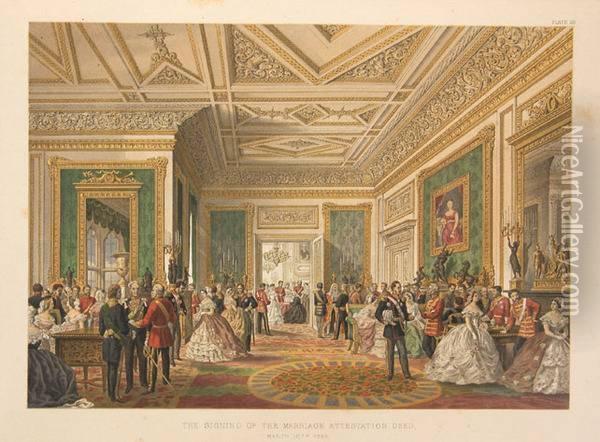 A Memorial Of The Marriage Of H.r.h. Albert Edward Prince Ofwales And H.r.h. Alexandra Princess Of Denmark Oil Painting - H.A. Russell