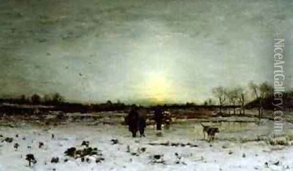 Winter Landscape at Sunset 2 Oil Painting - Ludwig Munthe