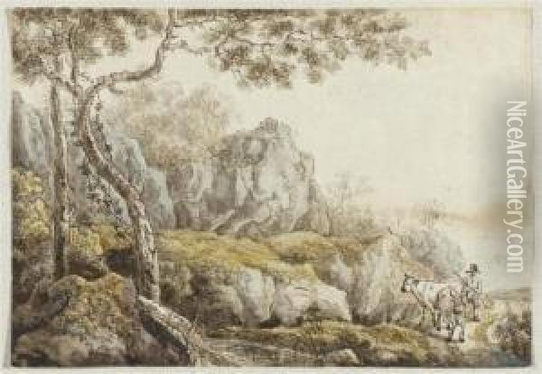 Landscape With Herdsmen Oil Painting - Johann Christian Klengel