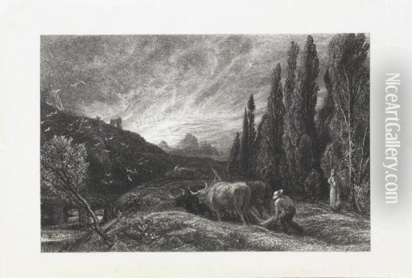 The Early Ploughman Oil Painting - Samuel Palmer