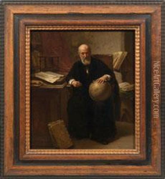 Bildnis Eines Weisen Gelehrten Mit Globus Oil Painting - Hendrik Jacobus Scholten