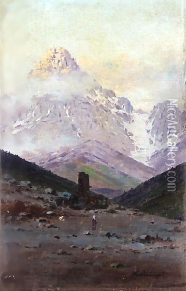 In The Caucasian Mountain Oil Painting - Richard Karlovich Zommer