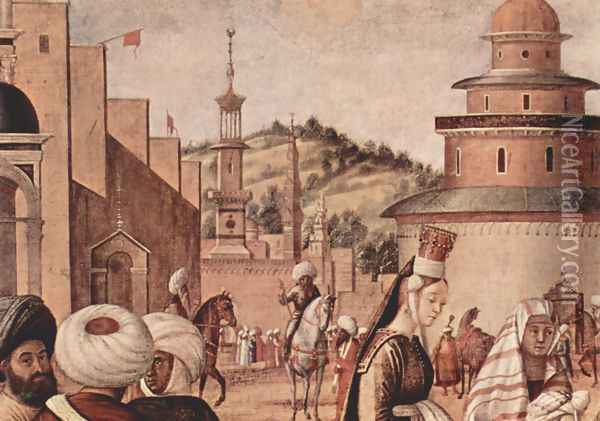 Baptism of infidels by St. George, detail 3 Oil Painting - Vittore Carpaccio