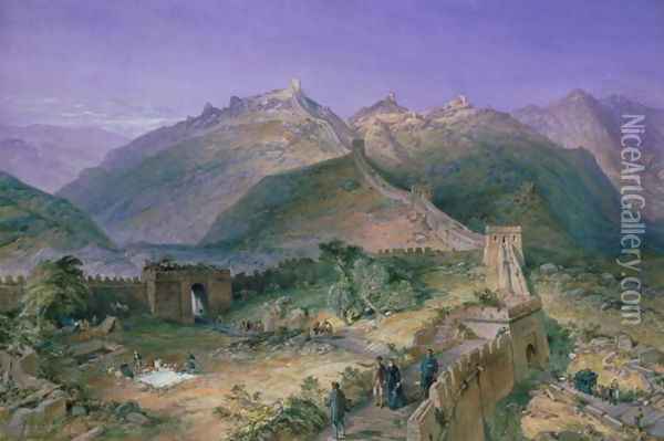 The Great Wall of China, 1886 Oil Painting - William Simpson