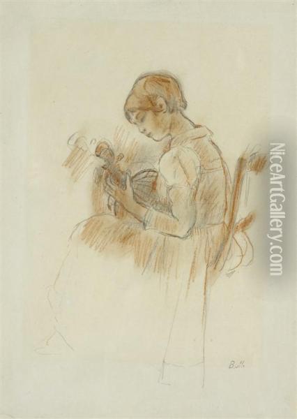 Julie A La Mandoline Oil Painting - Berthe Morisot