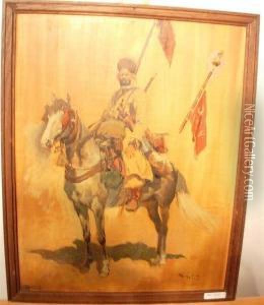 Berbere A Cheval. 1917 Oil Painting - Georges Bertin, Dit Scott De Plagnolles