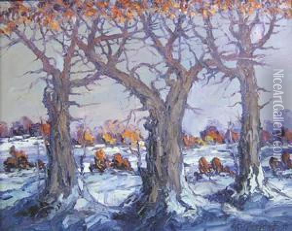 Winter Oil Painting - Leonid Gechtoff