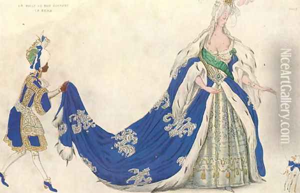Costume design for the Queen in 'Sleeping Beauty', 1921 Oil Painting - Leon Samoilovitch Bakst