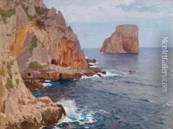 Kuste Bei Capri Oil Painting - Manuel Wielandt