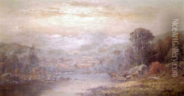 Hudson River Valley Landscape Oil Painting - Charles Wilson Knapp