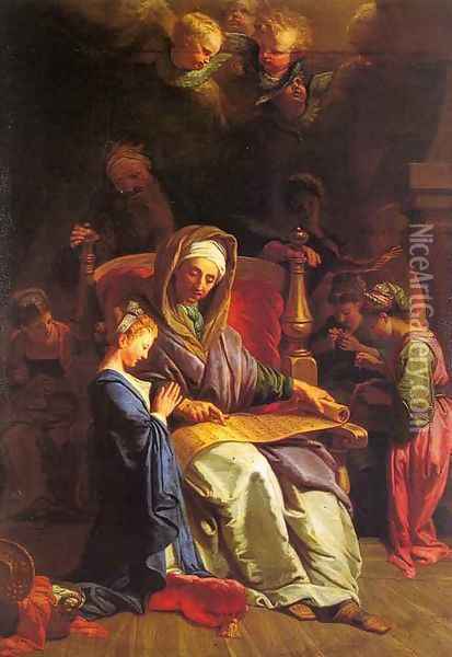 The Education of the Virgin Oil Painting - Jean-baptiste Jouvenet