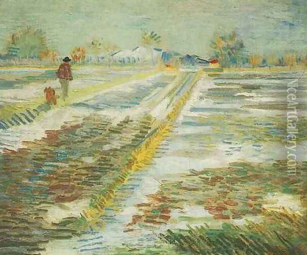 Landscape With Snow Oil Painting - Vincent Van Gogh