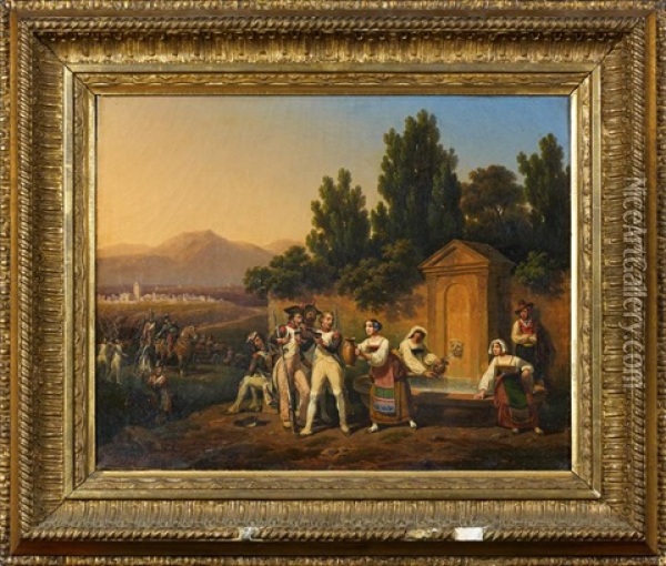 La Halte Des Fantassins Oil Painting - Hippolyte Lecomte