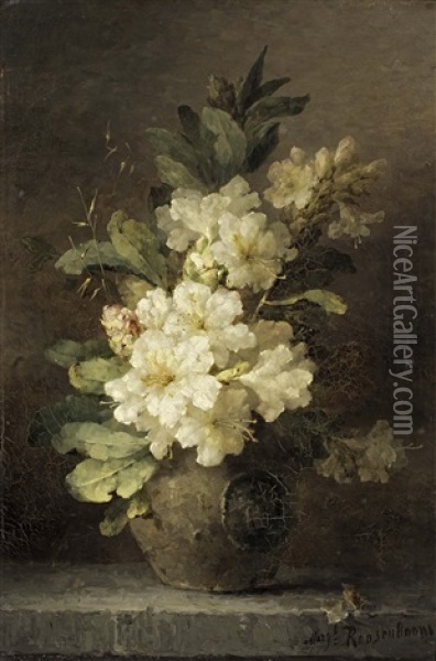 Weisser Rhododendron Oil Painting - Margaretha Roosenboom