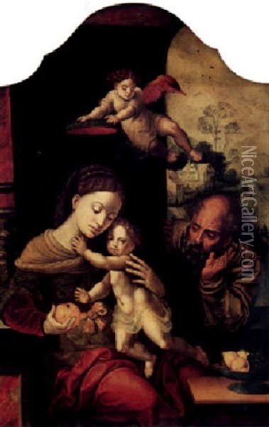 The Holy Family Oil Painting - Pieter Coecke van Aelst the Elder