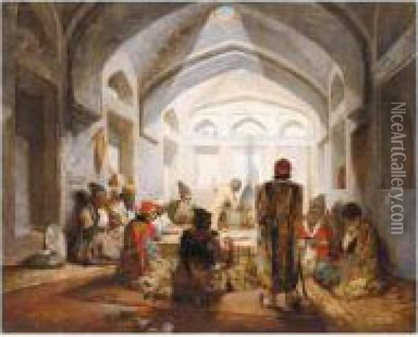 Meeting House In Teheran Oil Painting - Jules Joseph Augustin Laurens