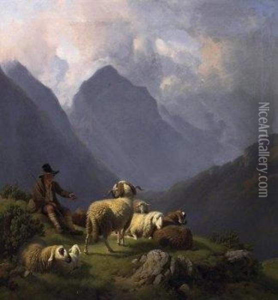 - 1860 Eberfing (ober-bayern) Oil Painting - Robert Eberle