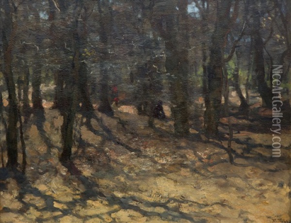 Bosch In Zonlicht' / Woods In Sunshine (scheveningse Bosjes, The Hague) Oil Painting - Willem Bastiaan Tholen