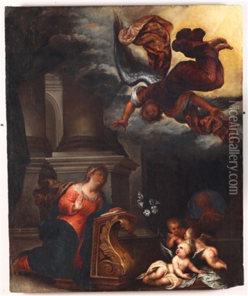 Annunciazione Oil Painting - Giovanni Andrea Ansaldo