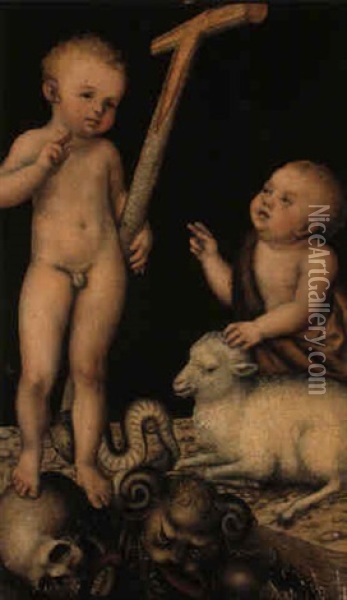 The Infant Chrsit With Saint John The Baptist Oil Painting - Lucas Cranach the Elder