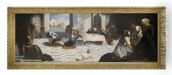 Crista Lava I Piedi A San Pietro Oil Painting -  Tintoretto