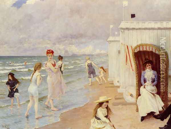 The Day at the Beach Oil Painting - Paul-Gustave Fischer