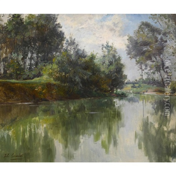 Sommerliche Flusslandschaft Oil Painting - Jules Girardet