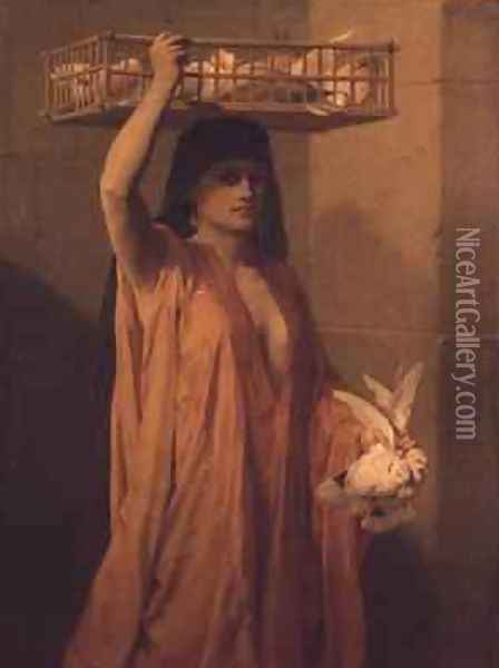 A Seller of Doves Oil Painting - Frederick Goodall