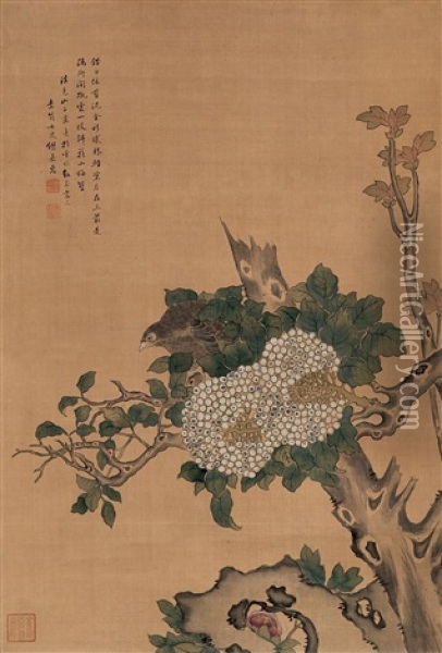 Birds And Flowers Oil Painting -  Miao Sujun