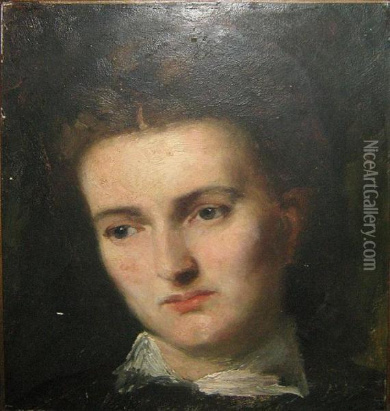 Portrait De Ida Schwartze. Oil Painting - Therese Schwartze