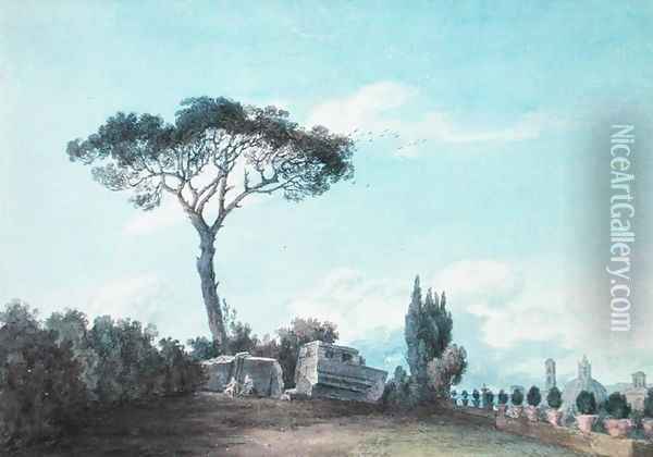 In the Gardens of the Colonna Palace, Rome Oil Painting - John Robert Cozens