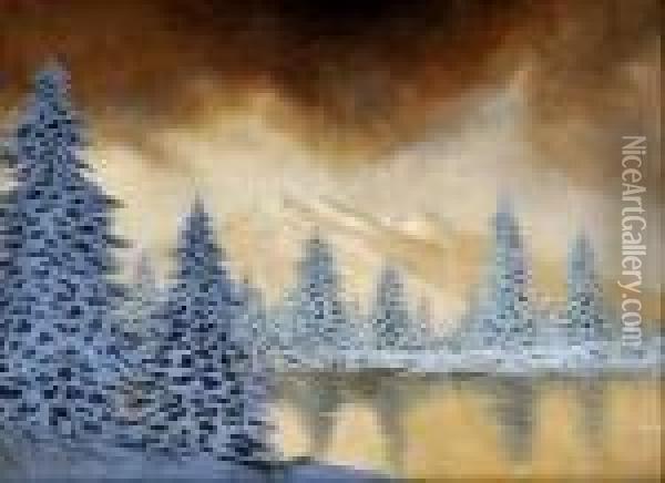 Zima V Lese Oil Painting - Jeno Kuszka