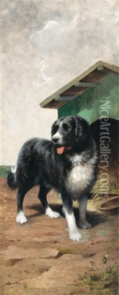Gutmutiger Wachhund Vor Seiner Hutte Oil Painting - Jean Victor Albert De Gesne