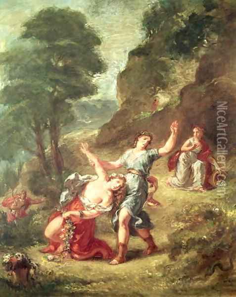 Orpheus and Eurydice Spring from a series of the Four Seasons 1862 Oil Painting - Eugene Delacroix