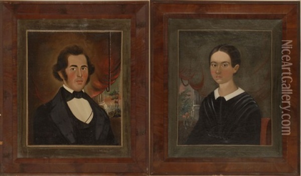 Portraits Of Mr. And Mrs. J.p. Johnson (pair) Oil Painting - William Matthew Prior