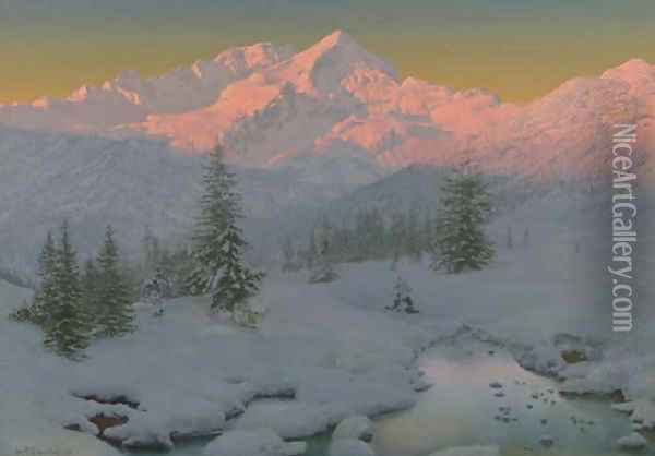 At the Foot of the Garmisch Mountains, Bavaria Oil Painting - Ivan Fedorovich Choultse