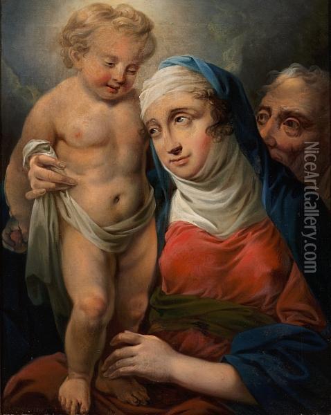 The Holy Family Oil Painting - Christian August Lorentzen