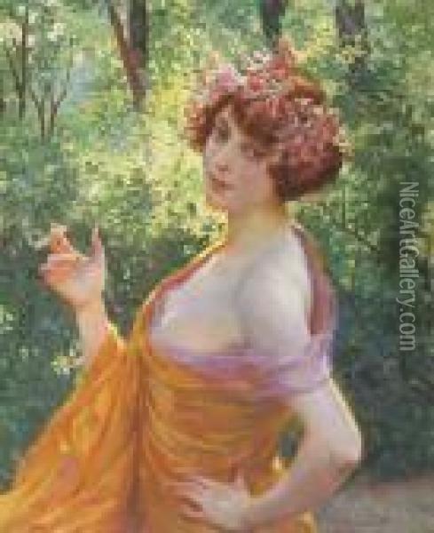 La Cigarette Oil Painting - Georges Antoine Rochegrosse
