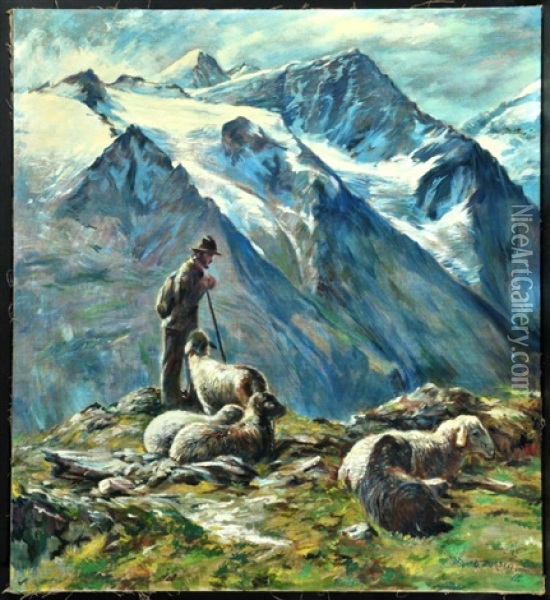 Schafer Im Gebirge Oil Painting - Adolf Pirsch