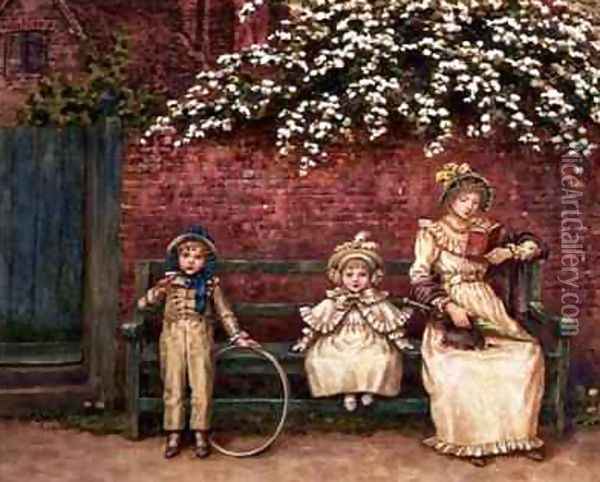 The Garden Seat Oil Painting - Kate Greenaway