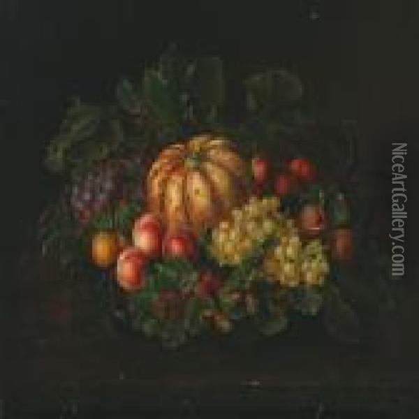 Still Life With Fruits Oil Painting - I.L. Jensen