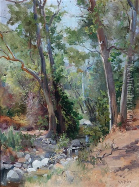 Stream In Wooded Landscape Oil Painting - Charles Arthur Fries