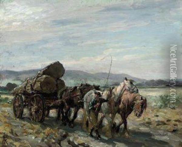 The Timber Wagon Oil Painting - Nathaniel Hughes John Baird