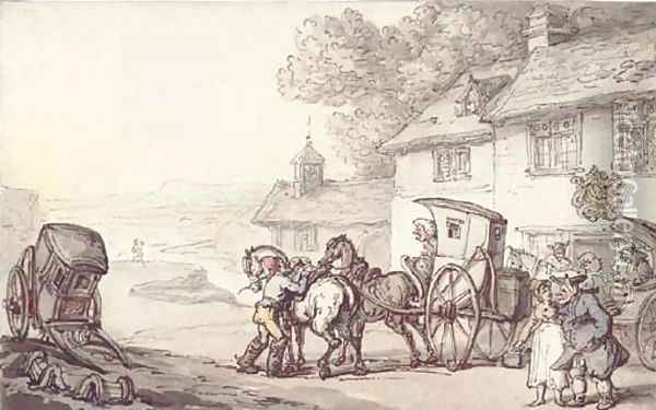 Journeying from a coastal inn Oil Painting - Thomas Rowlandson