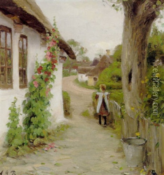 Lille Pige I Landsbygaden Oil Painting - Hans Andersen Brendekilde
