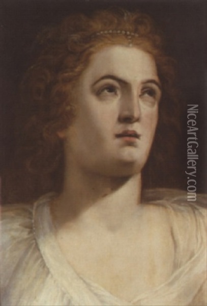 Portrait Of A Woman Wearing A White Shirt Oil Painting - Frans Floris the Elder