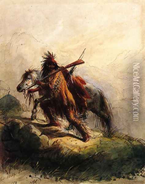 After the Battle - The Scalp Lock Oil Painting - Alfred Jacob Miller