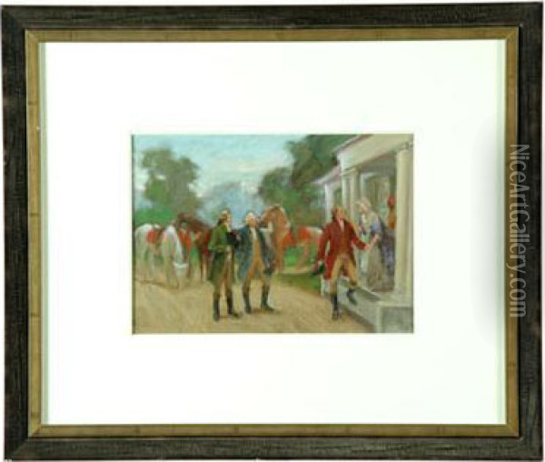 Leaving Mount Vernon For Continental Congress Oil Painting - John Ward Dunsmore