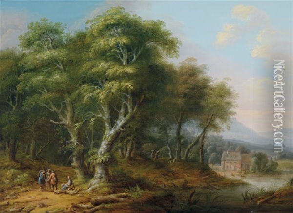 Eine Waldlandschaft Oil Painting - Franz Joseph Manskirch